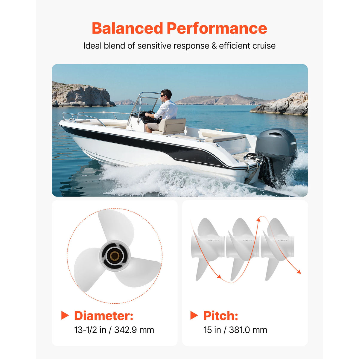 SucceBuy Aluminum Outboard Propeller For Yamaha Boats