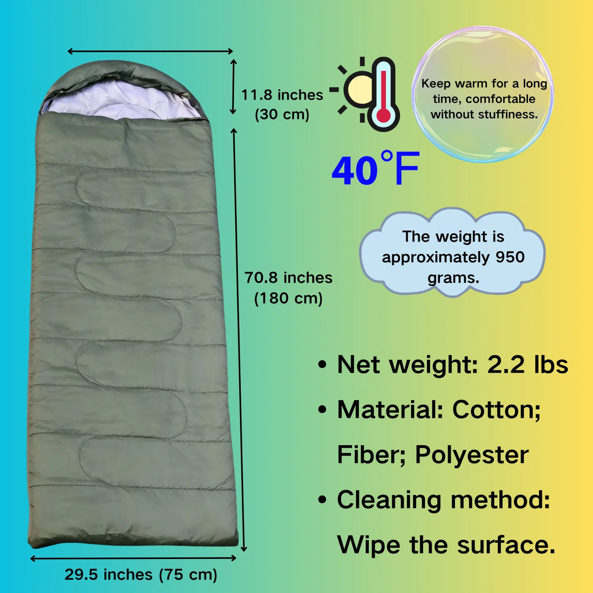 Lightweight Mummy Style Outdoor Camping Sleeping Bag For Adults