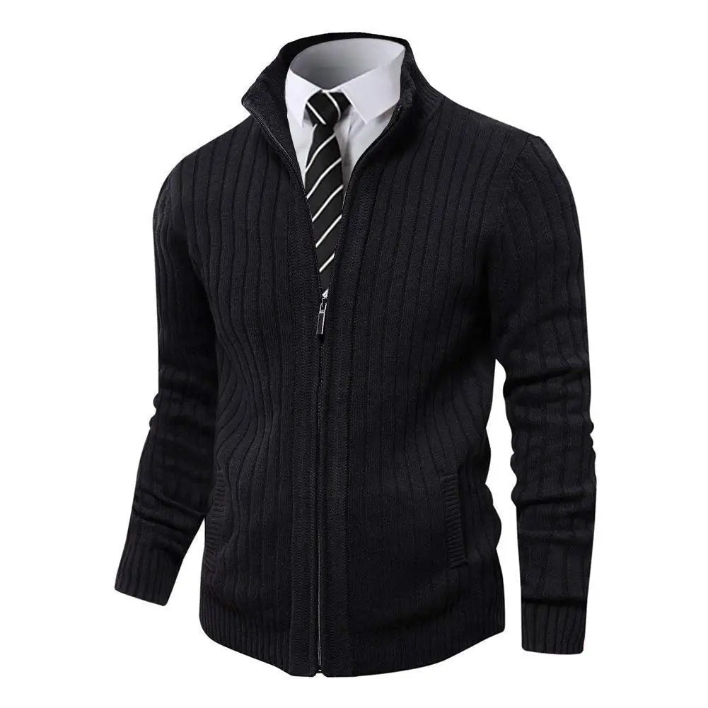 Pioneer Camp Full Zip Up Slim Fit Stand Collar Knit Sweater