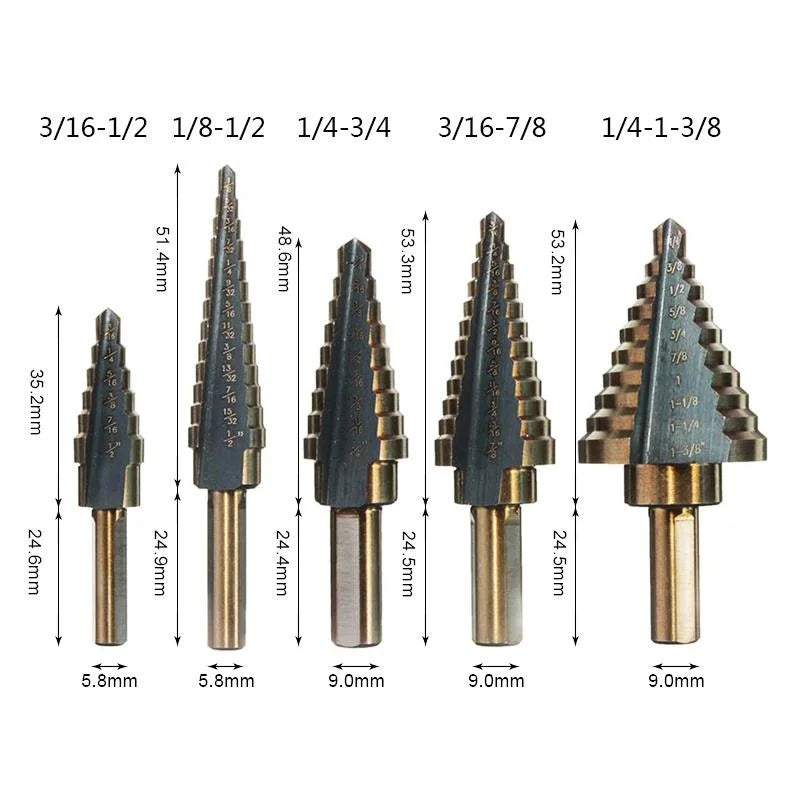 Stonego Step Drill Bit Set For Precision Metal And Woodwork