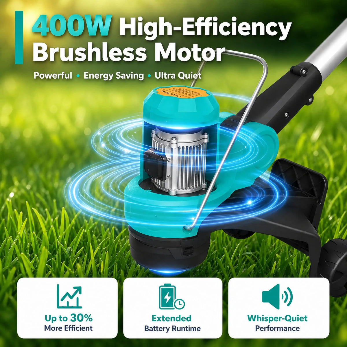 Hismiss 20V Cordless String Trimmer Brushless Motor And Dual Batteries