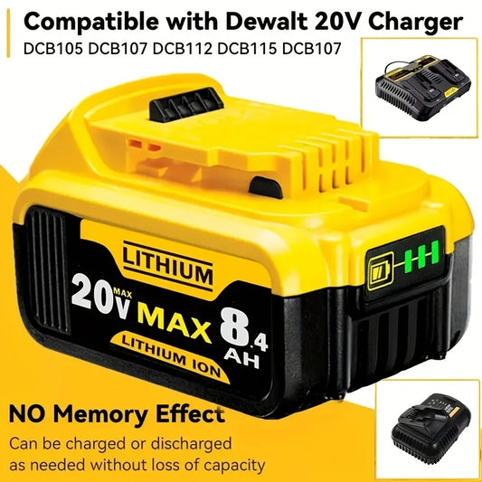 Dewalt Compatible 20V 8.4Ah Battery Replacement For DCB205 DCB206 Hand Drill Power Tools Model