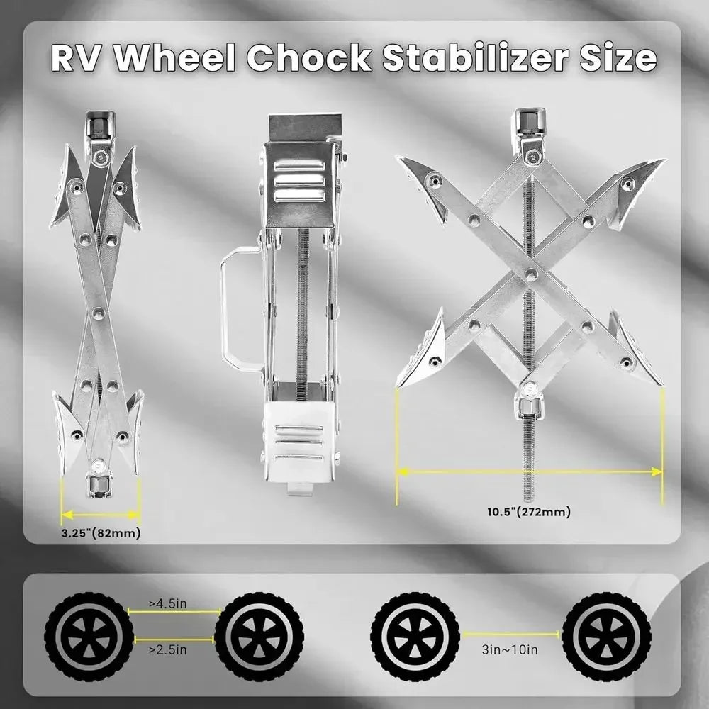 Scissor Style Tandem Axle Wheel Chock Trailer Stabilizer Pair