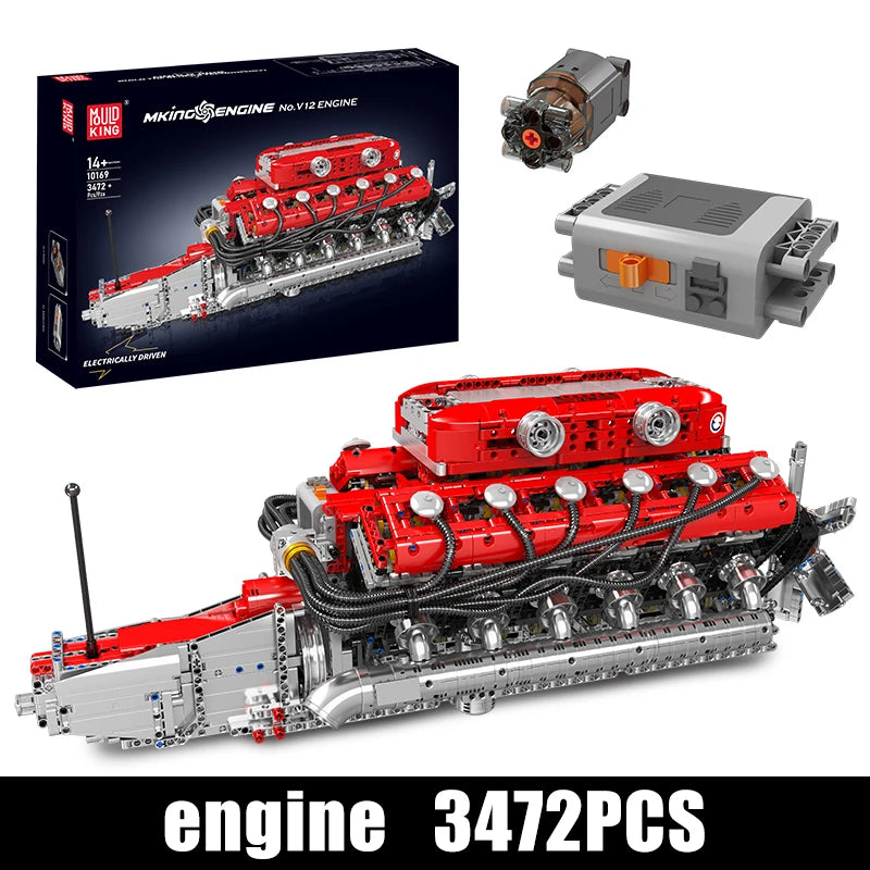 Mould King V12 Engine Building Block Assembly Model Kit