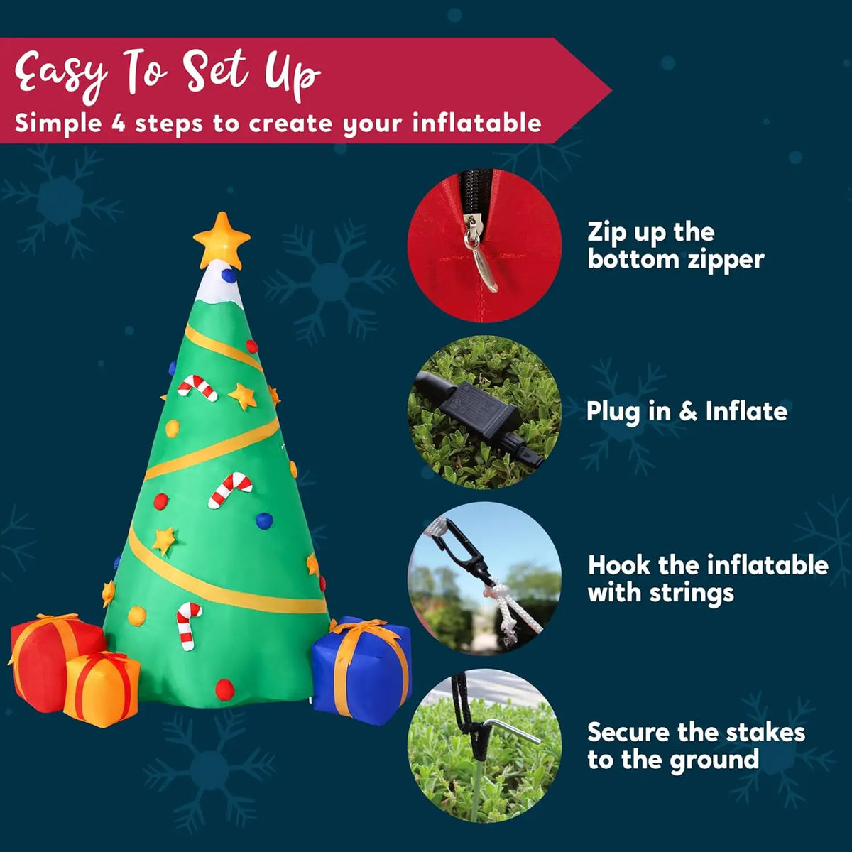Joyfy Lighted Inflatable Christmas Tree With Built In Projection Decor
