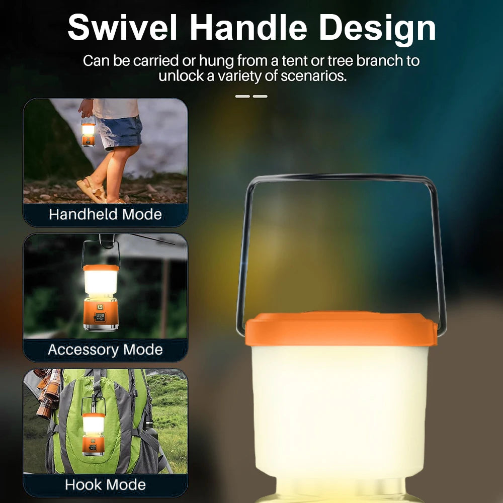 Waterproof Rechargeable LED Camping Lantern and USB Power Bank
