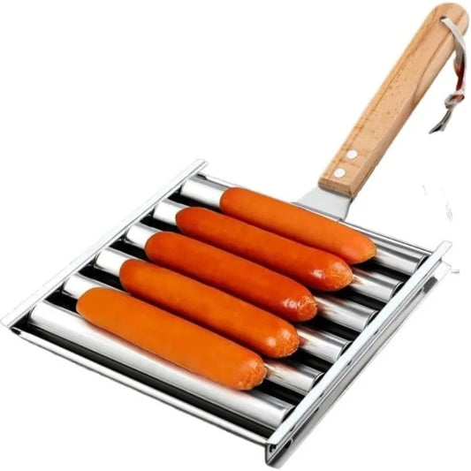 Stainless Steel Five Sausage Grill Roller For Outdoor Cooking