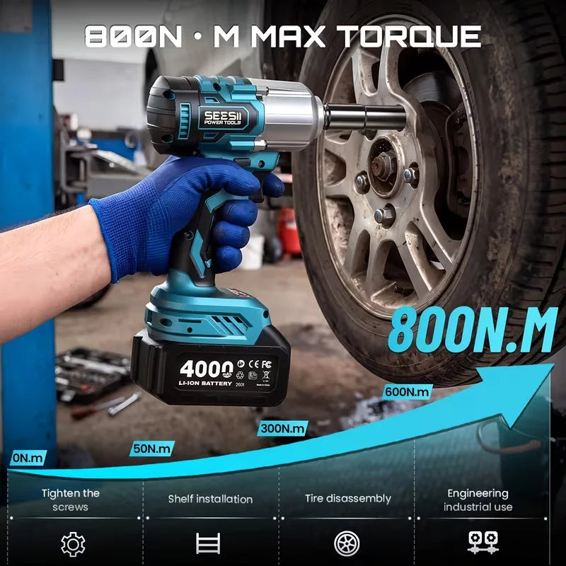 Seesii Cordless Impact Wrench And Brushless Drill Kit