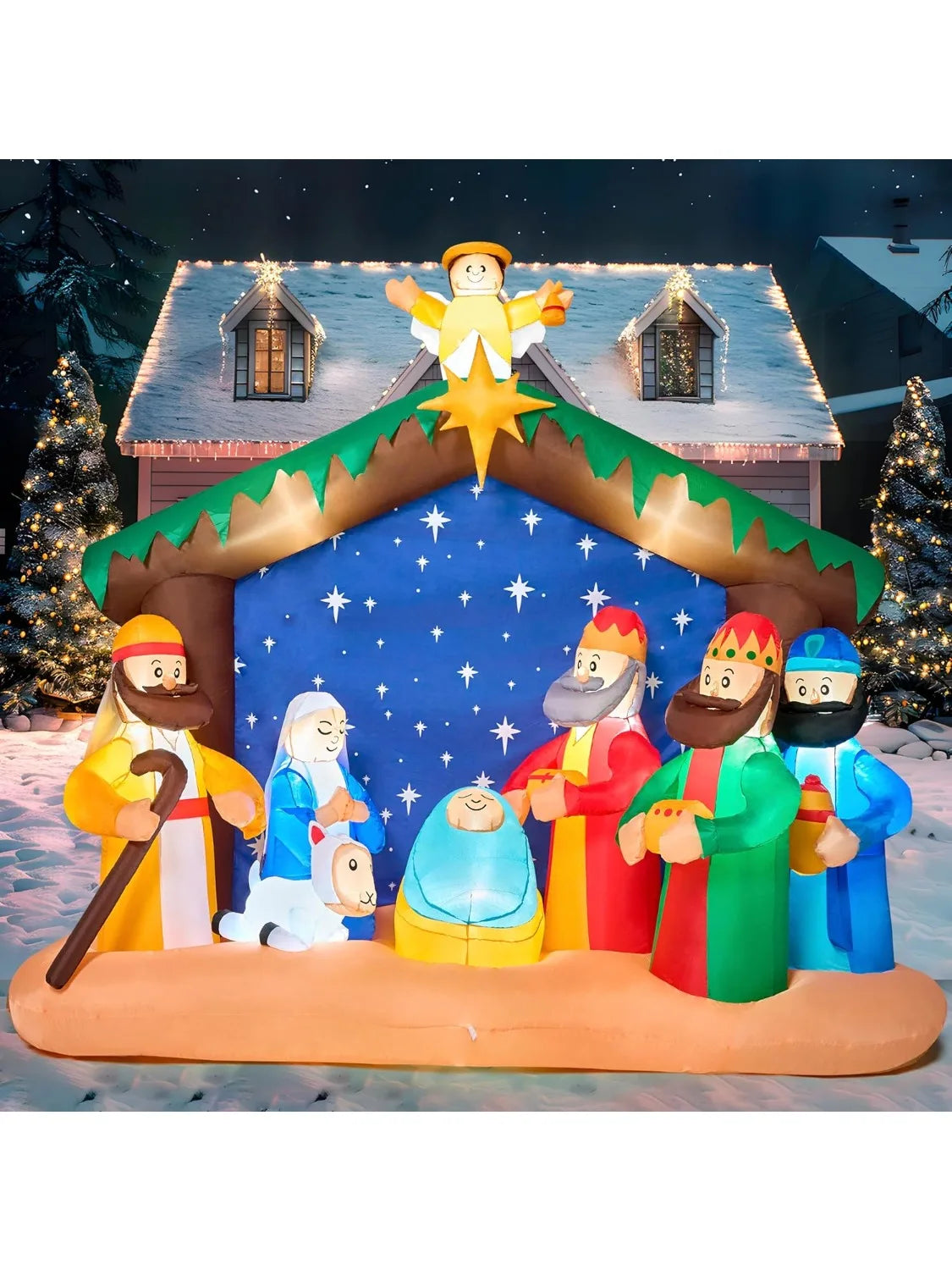 Joyfy Christmas Inflatable Nativity Scene With Led Lights