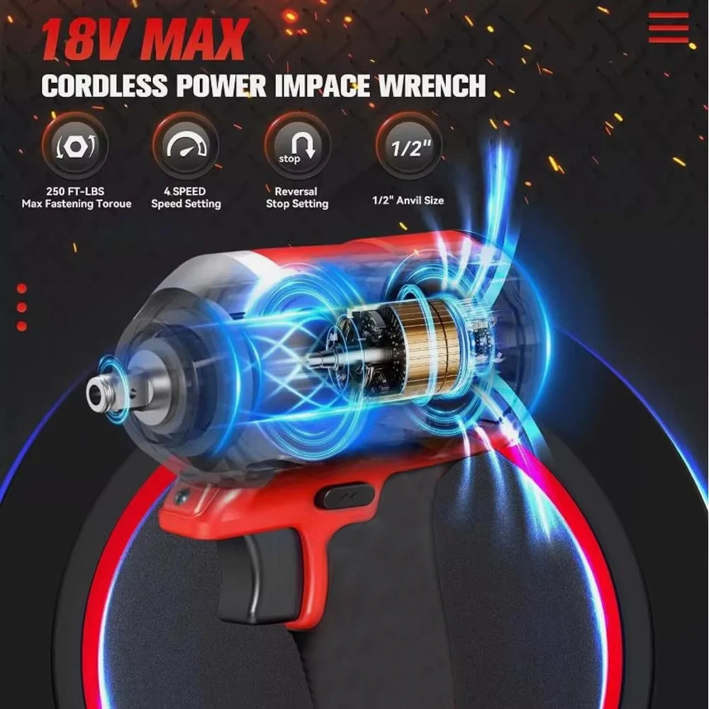 4-Speed Brushless Cordless Impact Wrench, 1/2-Inch Drive, Tool Only