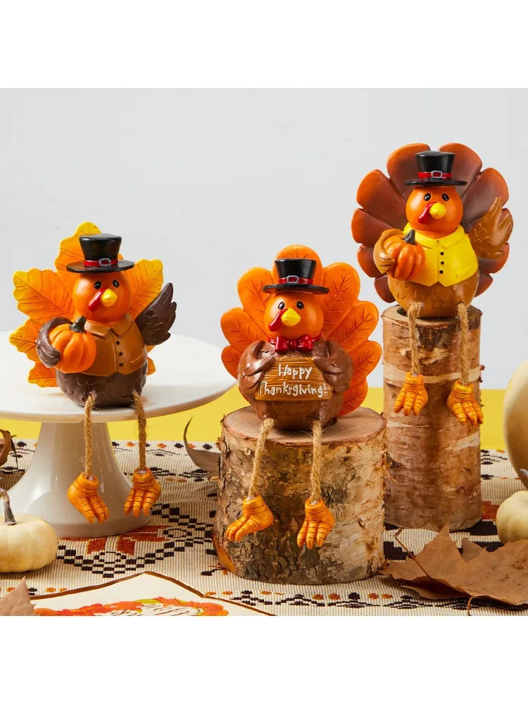 Joyfy Thanksgiving Turkey Resin Figurine Tabletop Centerpiece Decor