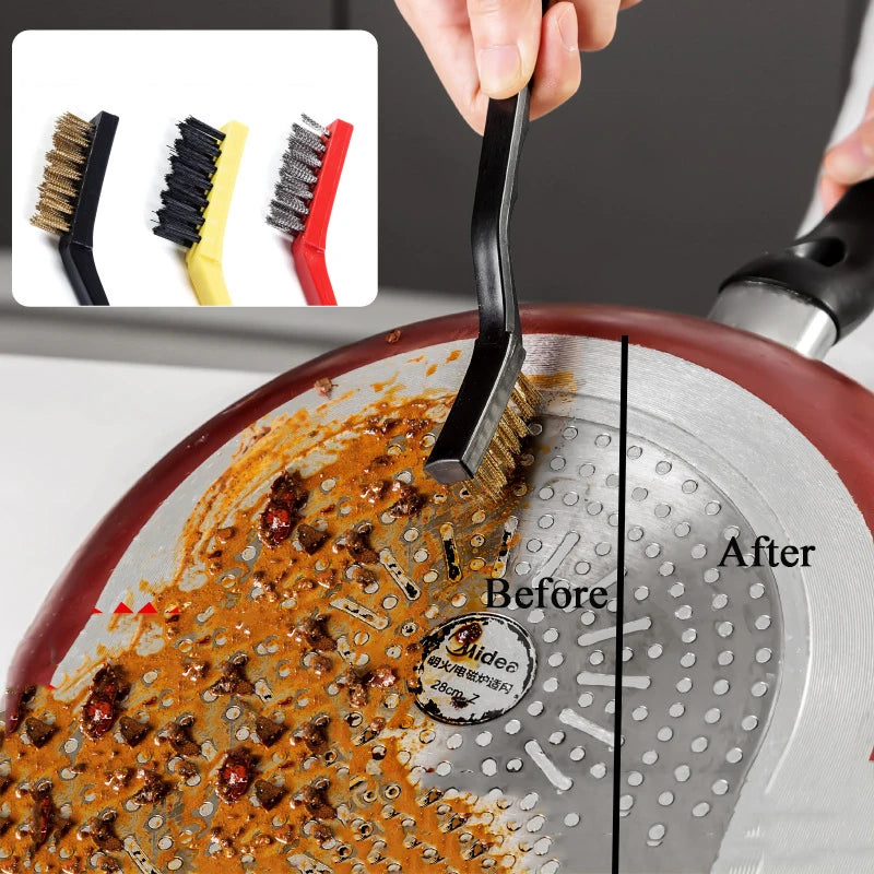 Nylon And Steel Wire Long Handle Kitchen Cleaning Brush Set