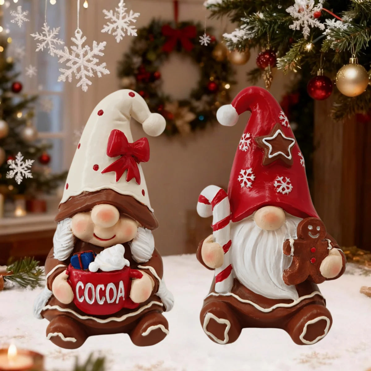 Christmas Resin Gingerbread Gnome Figurine Home Decor Ornament