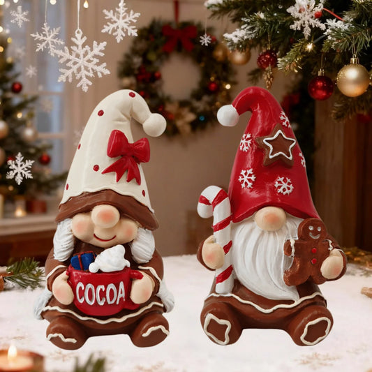 Christmas Resin Gingerbread Gnome Figurine Home Decor Ornament