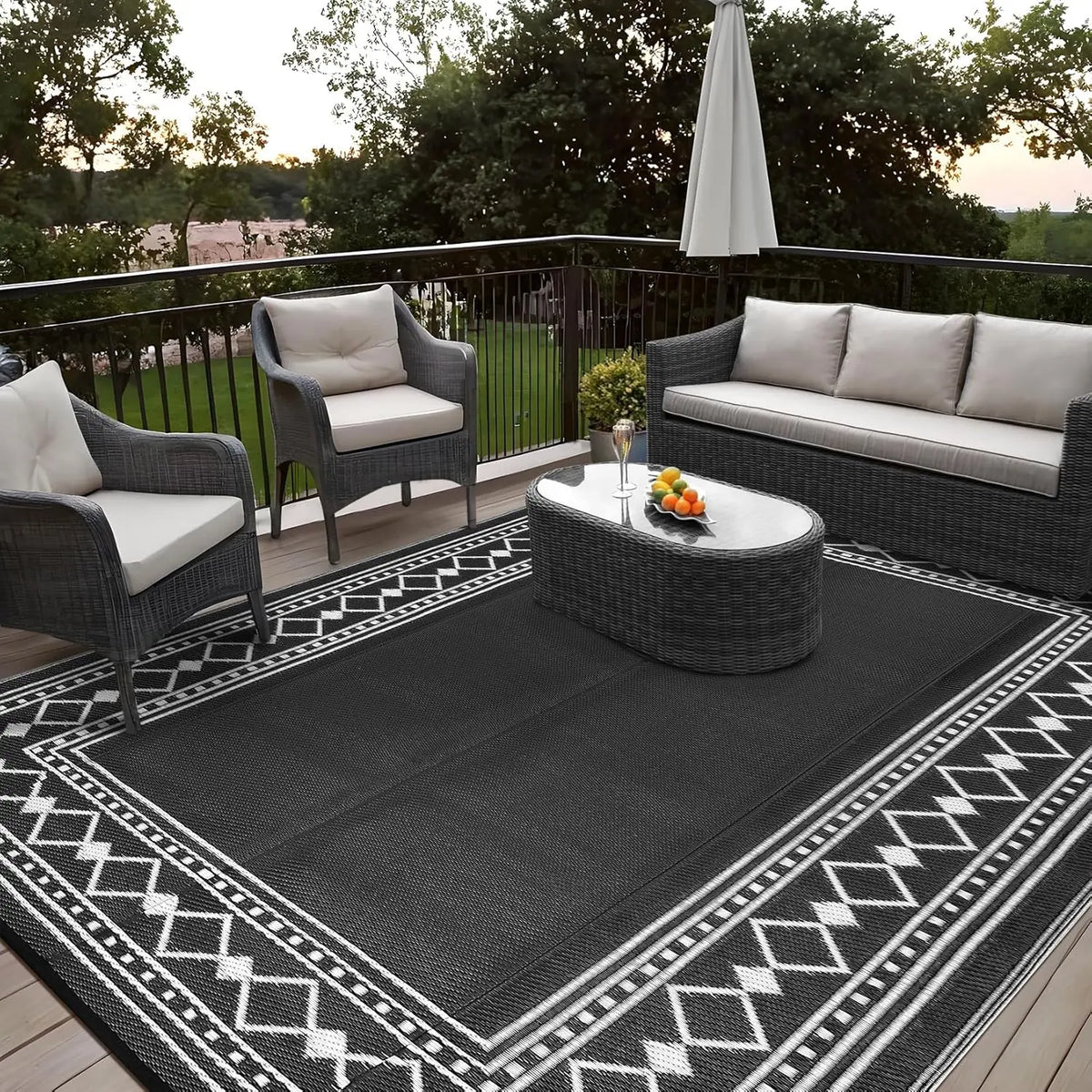 Twister Waterproof Reversible Outdoor Patio Rug For Deck