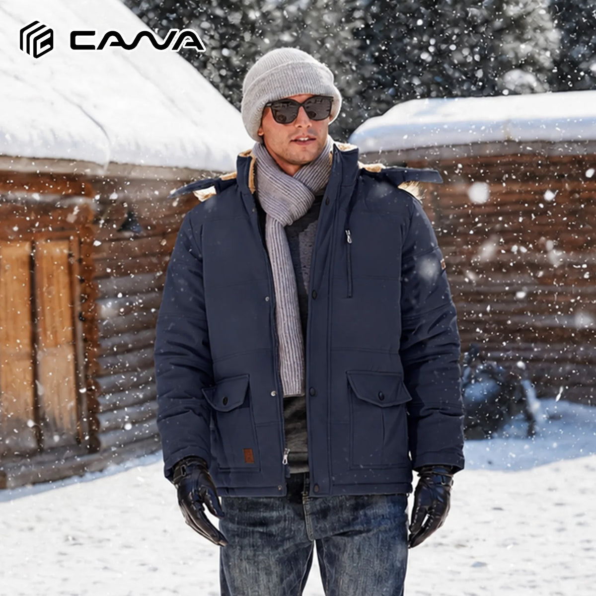 Cavva Mens Winter Parka Jacket With Removable Fleece Hood