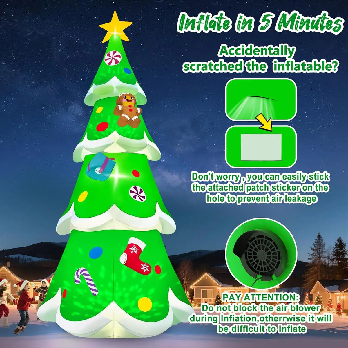 Iosn Outdoor Christmas Tree Inflatable Yard Decoration