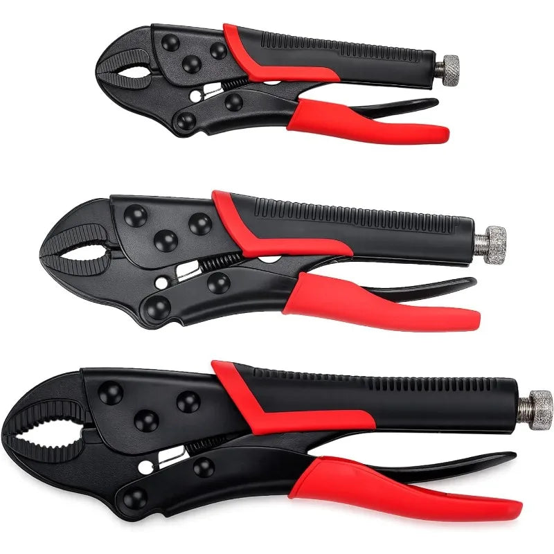 Heavy Carbon Steel Locking Pliers With Curved Jaws For Clamping