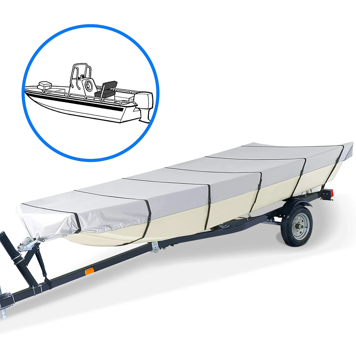 Marine Grade 210D Waterproof Boat Cover For Jon Boats