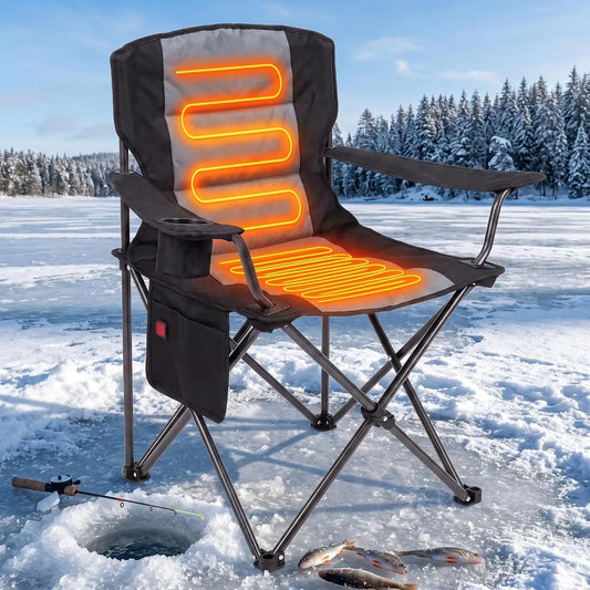 HiMISS Heated Folding Camping Chair With Cup Holder Zones