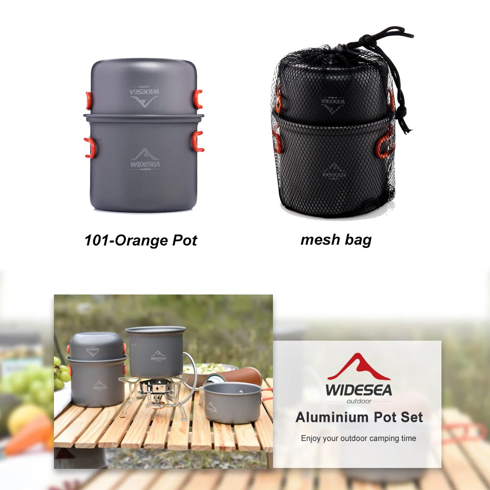 Widesea Portable Lightweight Aluminum Camping Cookware Set Kit