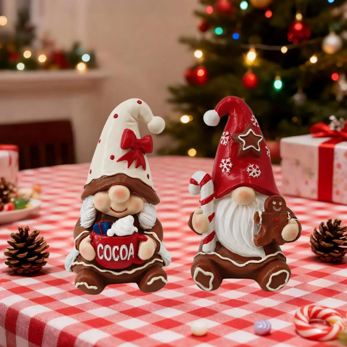 Christmas Resin Gingerbread Gnome Figurine Home Decor Ornament