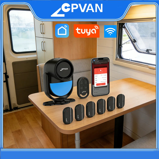 CPVAN Smart RV Alarm System 120dB Remote WiFi Motion Sensor