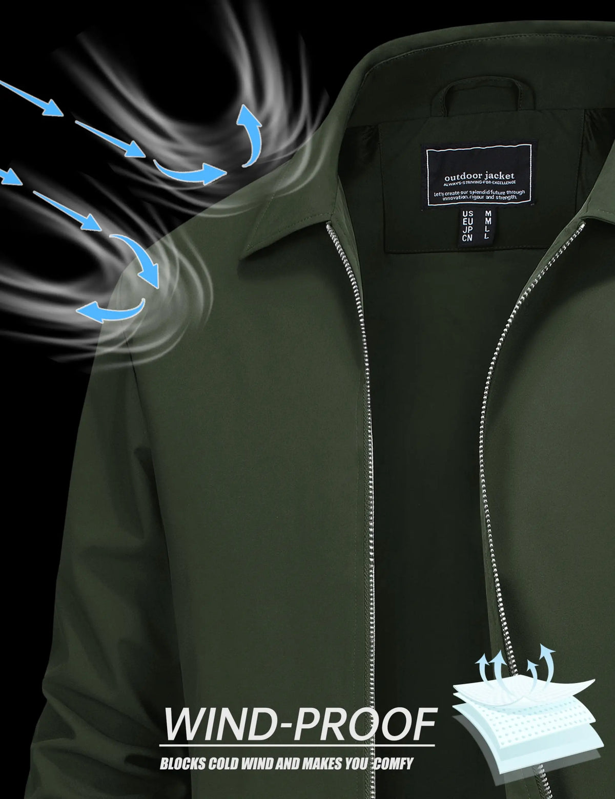 Cavva Men's Lightweight Windbreaker Jacket With Zip Pockets