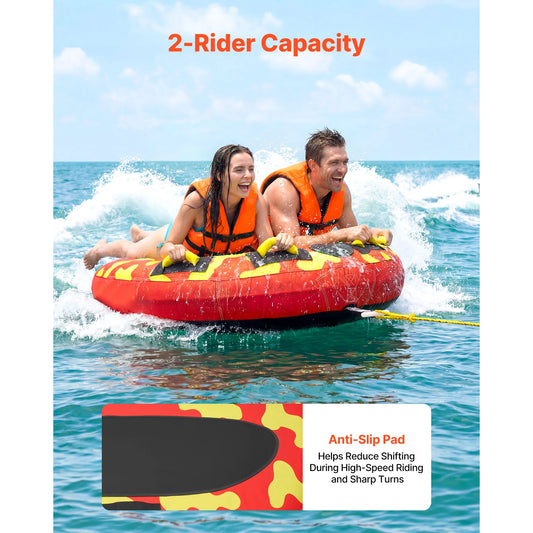 SucceBuy Two Rider Inflatable Towable Tube For Boating Adventures