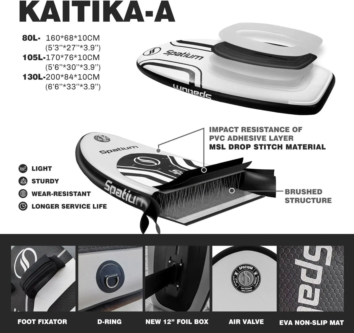 Spatium Hydrofoil Surfboard With Accessories And Inflator Pump