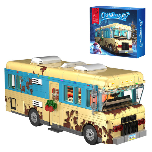 LED Christmas Snow Village RV Building Blocks Home Decor Set