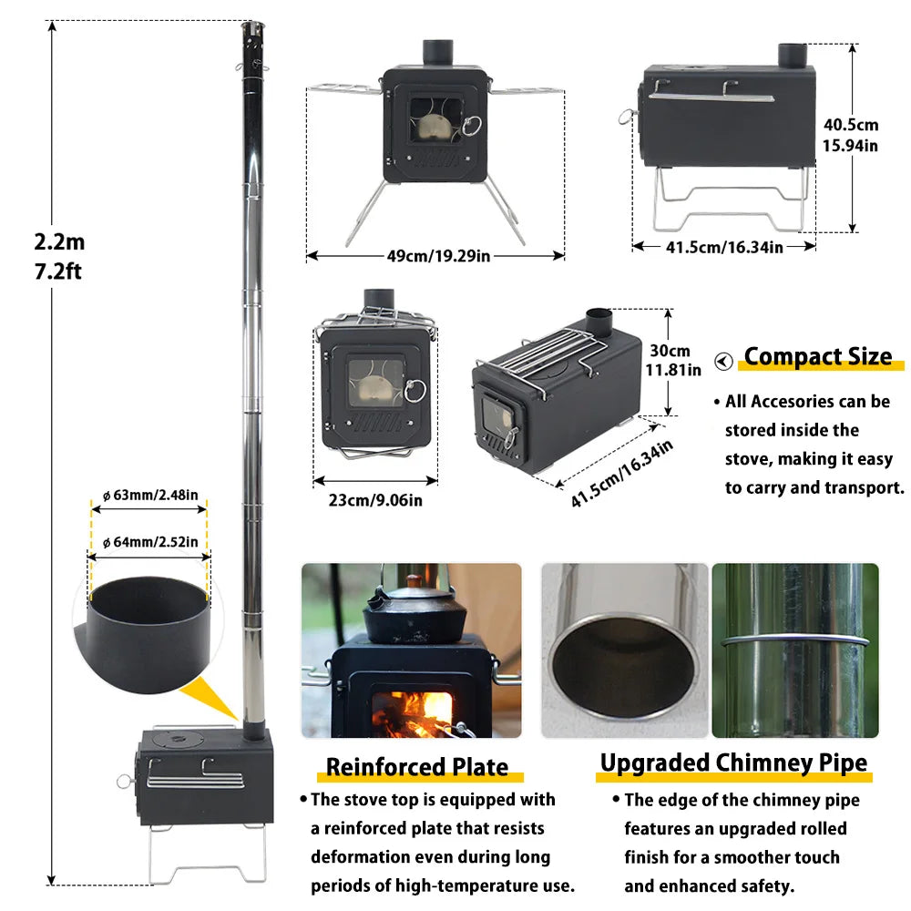 Soomloom Dual Purpose Firewood And Pellet Stove With Side Shelf