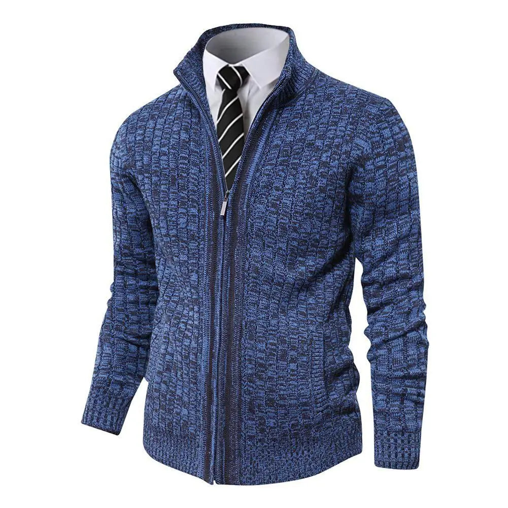 Pioneer Camp Full Zip Up Slim Fit Stand Collar Knit Sweater