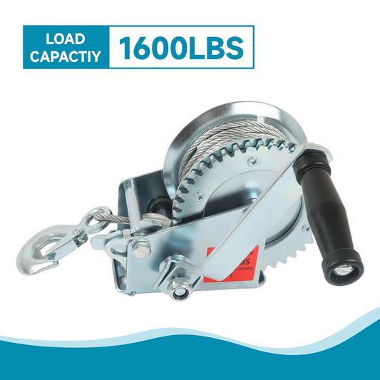 Heavy Duty Steel Hand Winch With 1600lb Pulling Capacity
