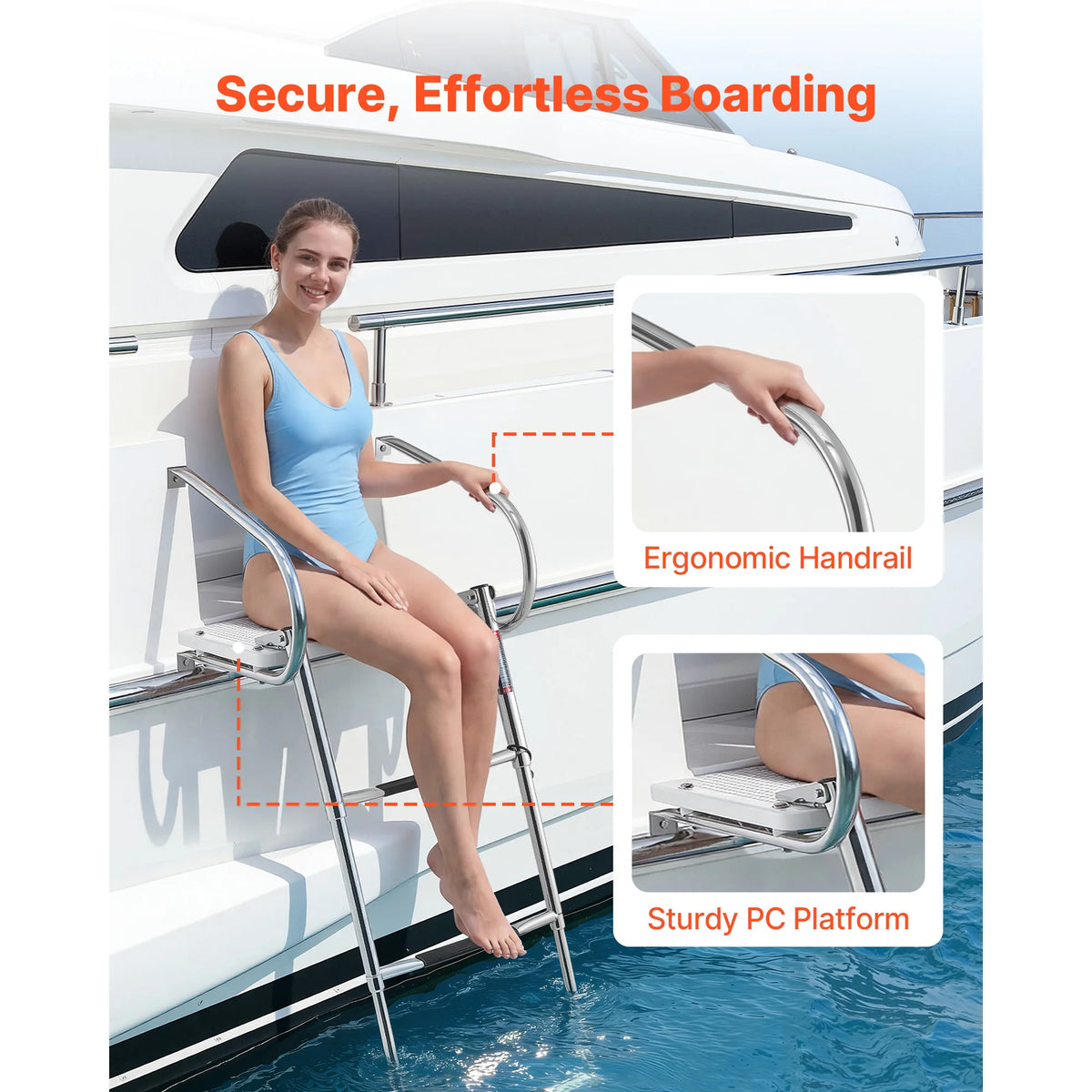 Folding SucceBuy Telescoping Stainless Steel Ladder