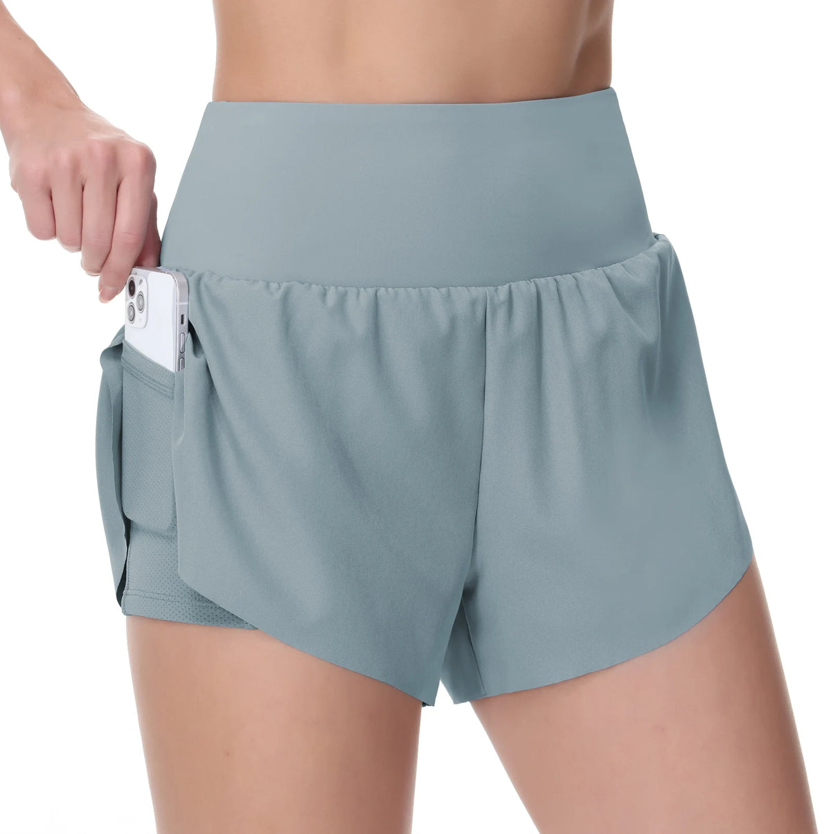 The Gym People Womens Quick Dry Running Shorts Zipper Pockets