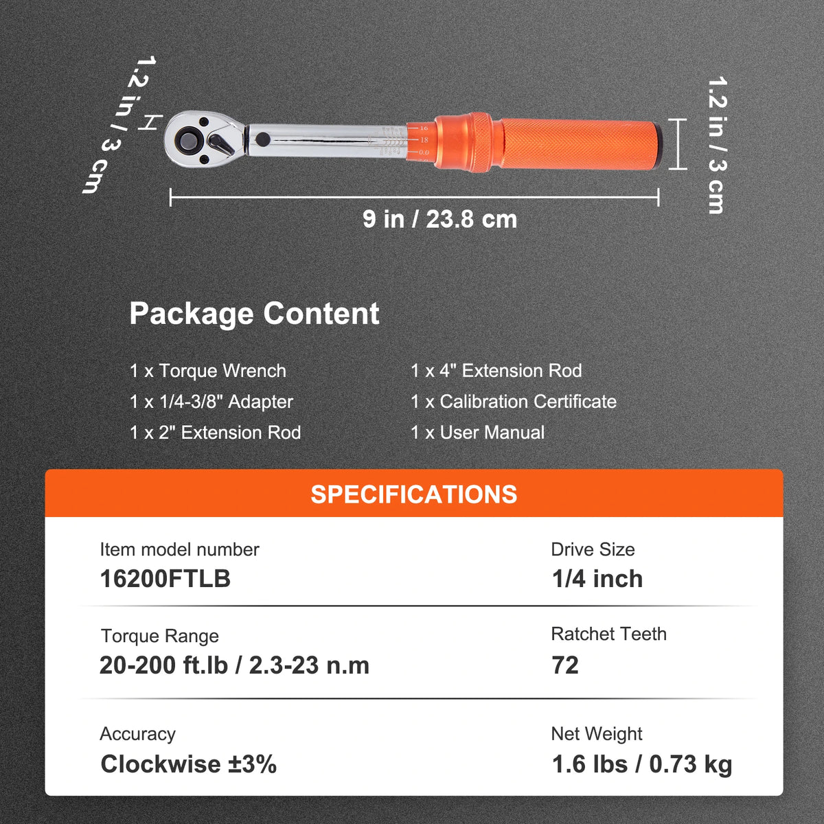 SucceBuy Dual Range Mechanical Torque Wrench Set For Metal Fasteners