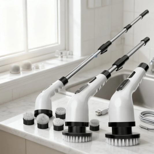Rechargeable Electric Spin Scrubber With Adjustable Pole For Cleaning