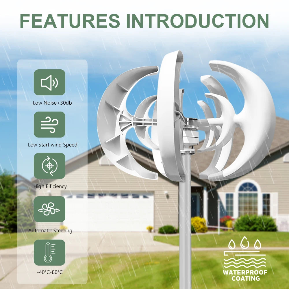 Vertical Axis Wind Turbine Generator For Home And Camping Use