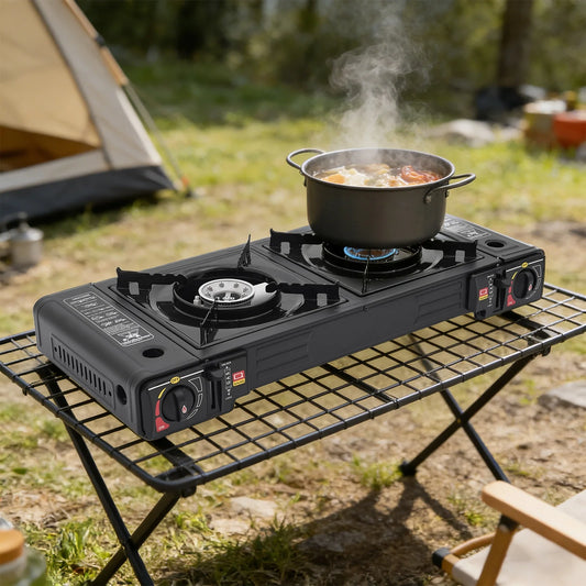 2-Burner Camping Gas Stove With Carry Bag For Outdoor Adventures