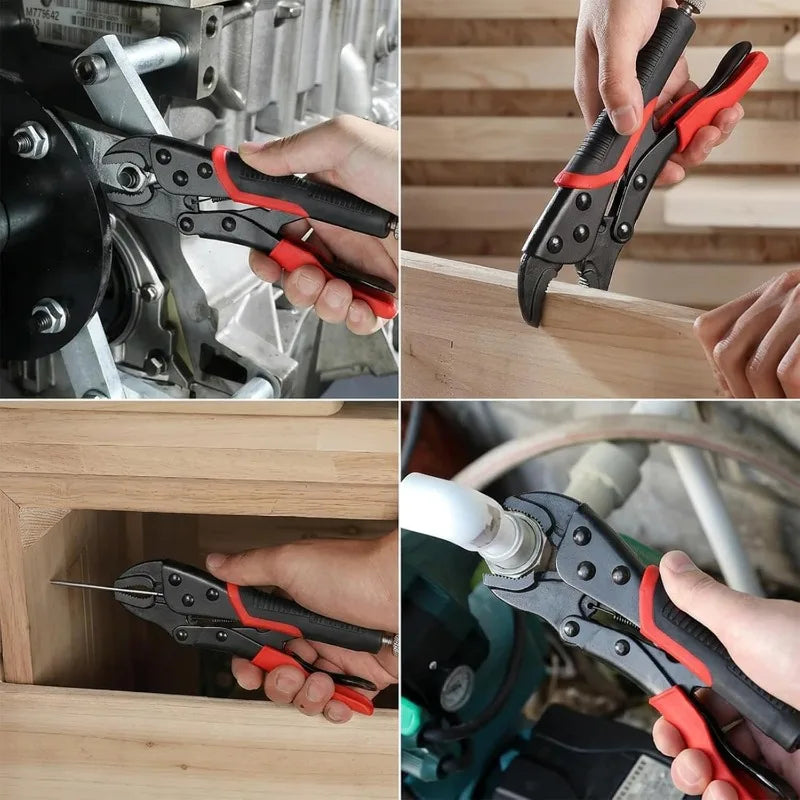 Heavy Carbon Steel Locking Pliers With Curved Jaws For Clamping