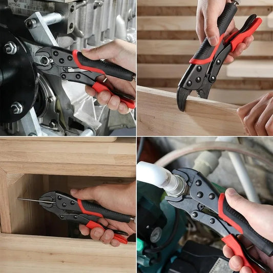 Heavy Carbon Steel Locking Pliers With Curved Jaws For Clamping