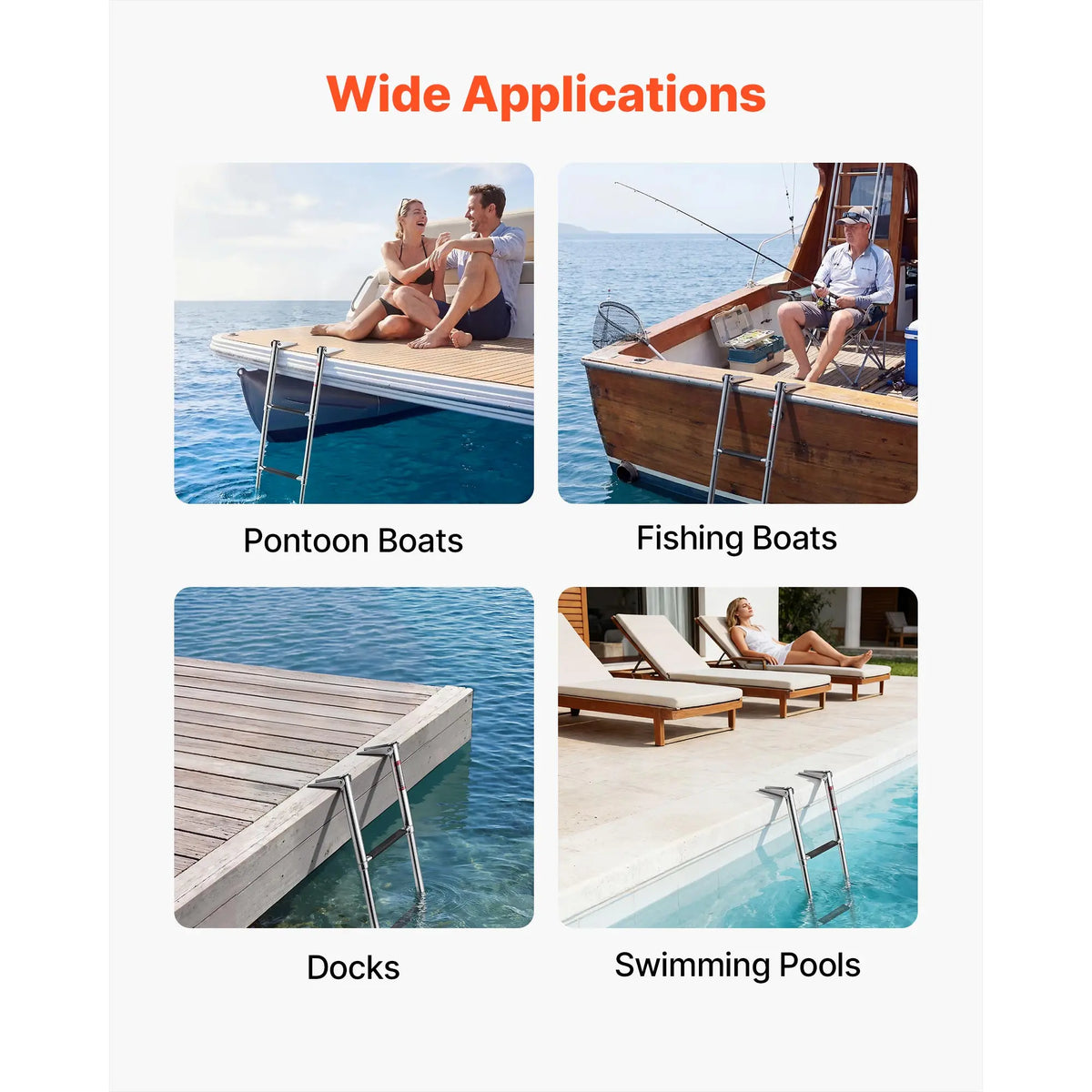 SucceBuy Telescoping Stainless Steel Boat Ladder For Yacht