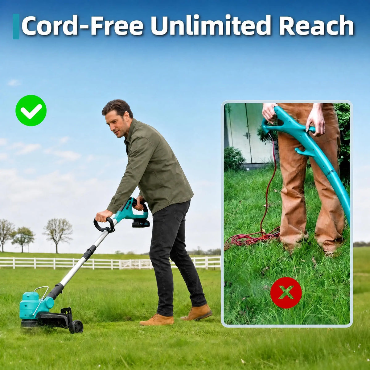 Hismiss 20V Cordless String Trimmer Brushless Motor And Dual Batteries