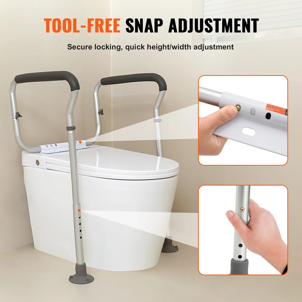 Adjustable Toilet Safety Rail Heavy Duty Seat Frame