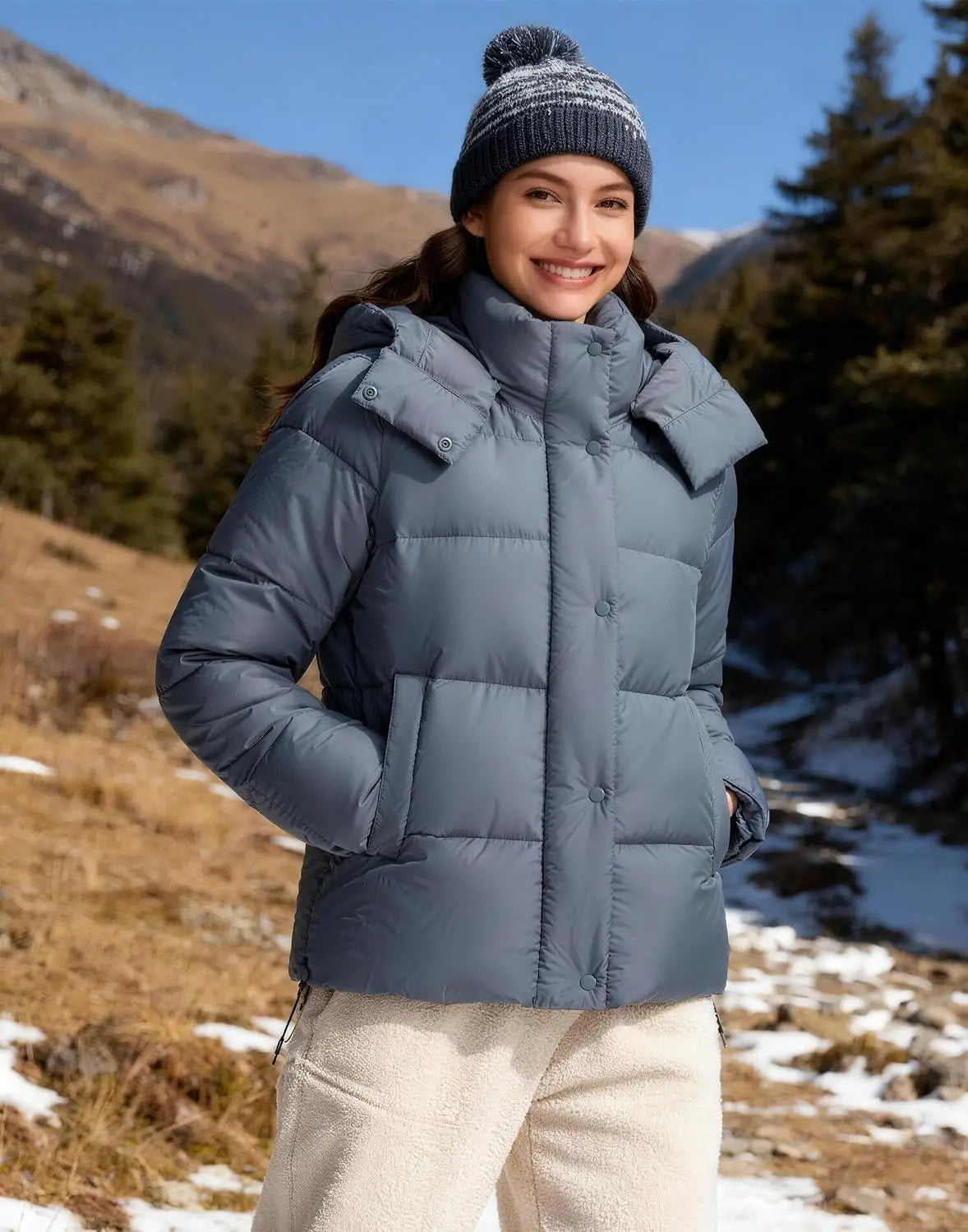 Pioneer Camp Women Hooded Quilted Puffer Jacket Winter Coat