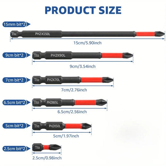 Professional 12 Piece Magnetic Alloy Steel Screwdriver Bit Set Kit