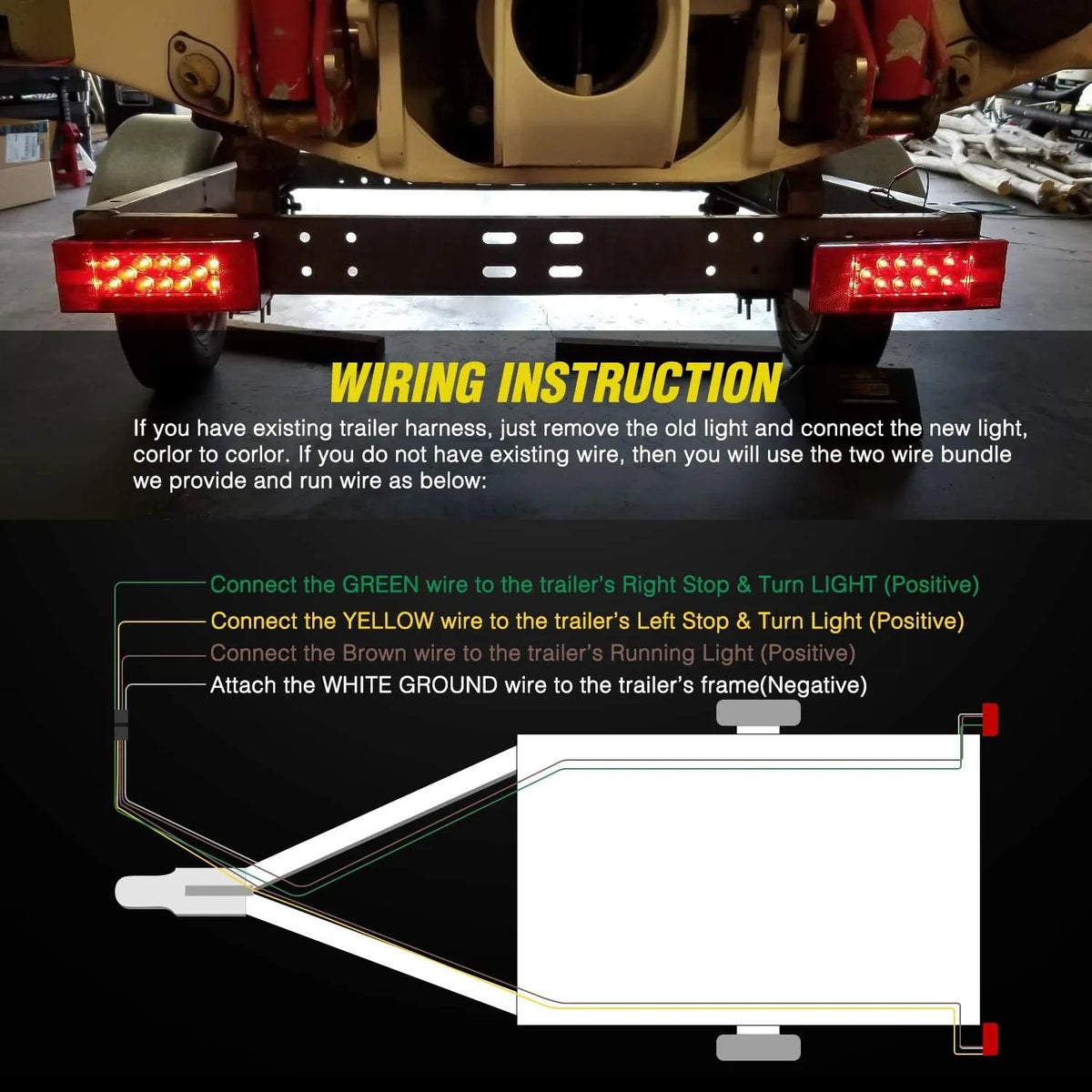 Nilight Submersible Rectangular LED Trailer Stop Tail Light