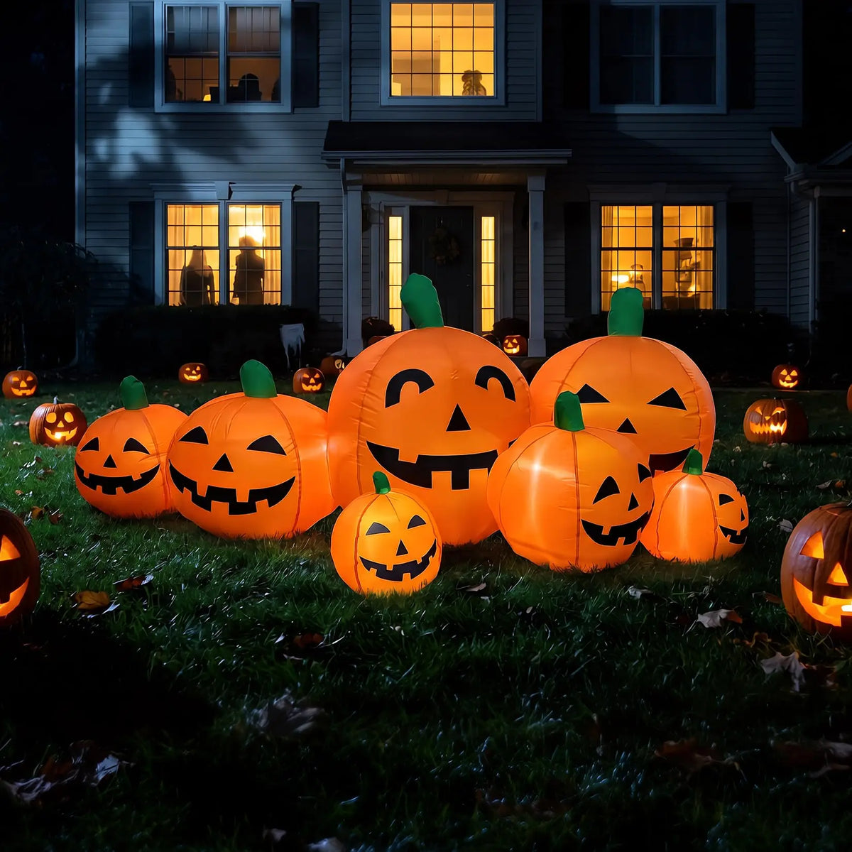HiMiss Halloween Inflatable Pumpkin Patch With LED Outdoor Yard Decor