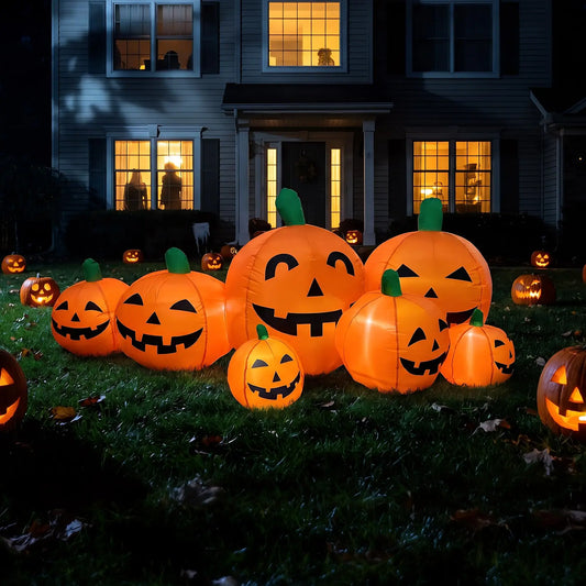 HiMiss Halloween Inflatable Pumpkin Patch With LED Outdoor Yard Decor